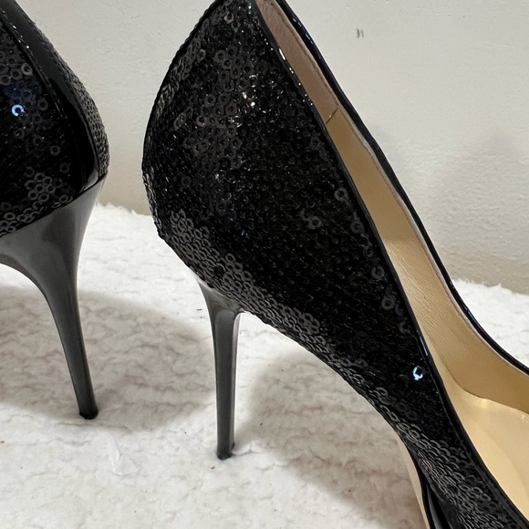 Jimmy Choo COSMIC Black Sequin Patent Leather Platform - Picture 4 of 13